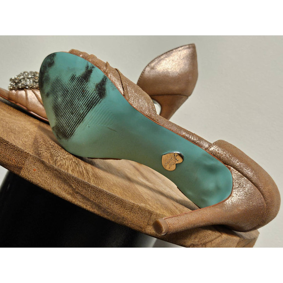 Betsy Johnson Bronze Jeweled Prom Rhinestone Open Toe Wedding Heels Size 10 - Picture 4 of 6